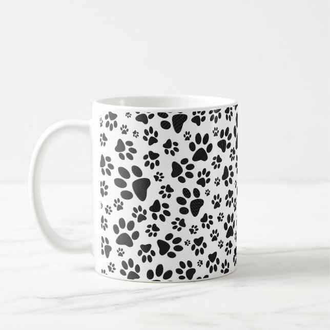 Dog Paws Black and White Polka Dot Kaffeetasse (Links)