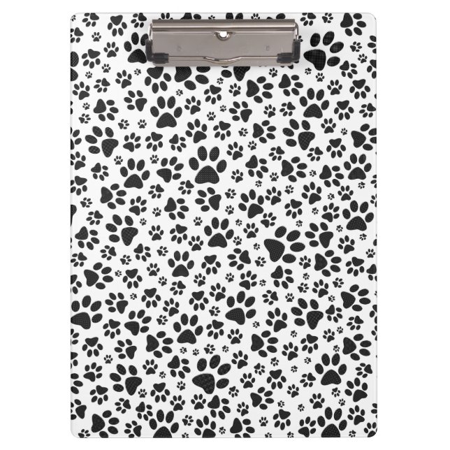 Dog Paws Black and White Polka Dot Klemmbrett (Vorderseite)