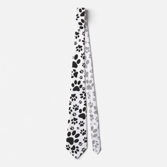 Dog Paws Black and White Polka Dot Krawatte (Vorderseite)