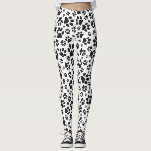 Dog Paws Black and White Polka Dot Leggings