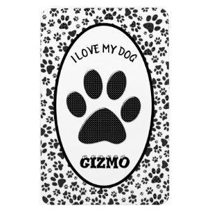 Dog Paws Black and White Polka Dot Magnet