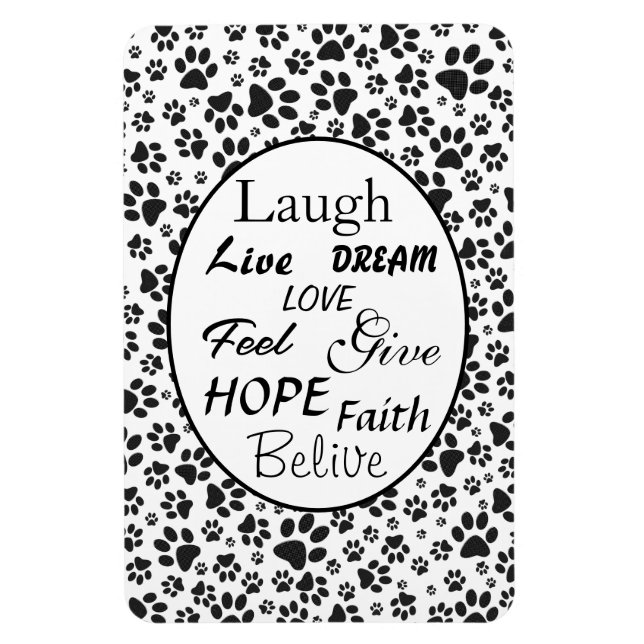 Dog Paws Black and White Polka Dot Magnet (Vertikal)