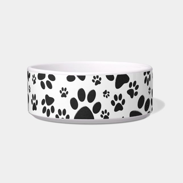 Dog Paws Black and White Polka Dot Napf (Vorderseite)