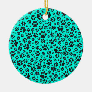 Dog Paws Black and White Polka Dot on viviviviane Keramik Ornament