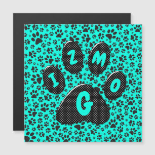 Dog Paws Black and White Polka Dot on viviviviane Magnetkarte