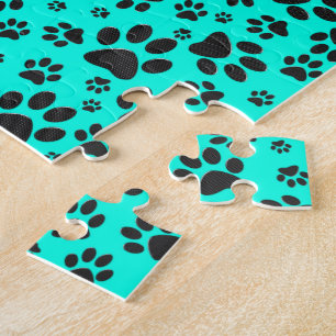 Dog Paws Black and White Polka Dot on viviviviane Puzzle