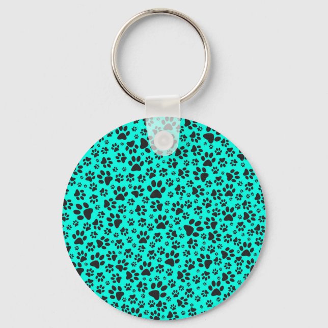 Dog Paws Black and White Polka Dot on viviviviane  Schlüsselanhänger (Vorderseite)