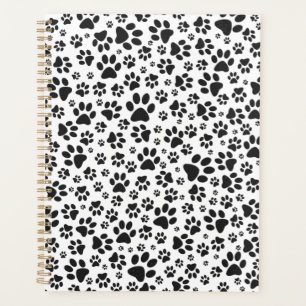Dog Paws Black and White Polka Dot Planer