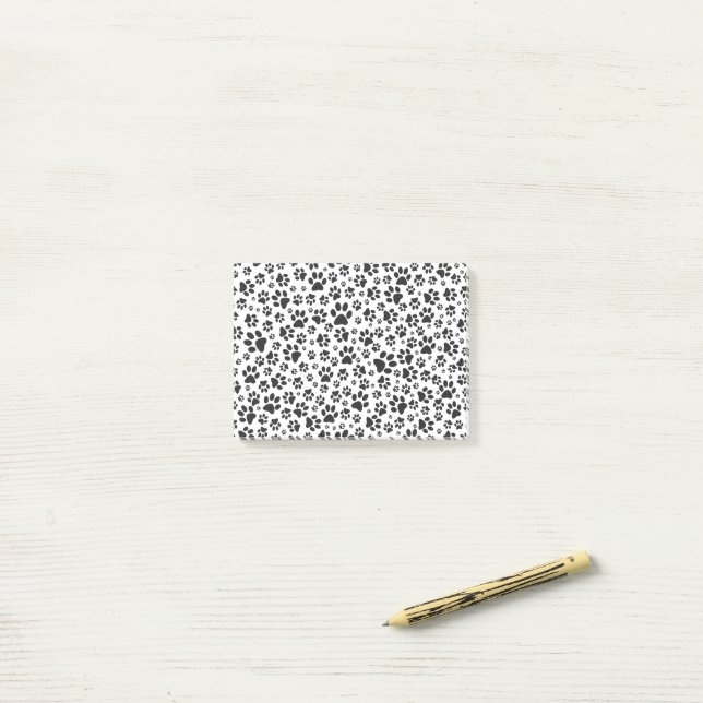 Dog Paws Black and White Polka Dot Post-it Klebezettel (Auf Schreibtisch)