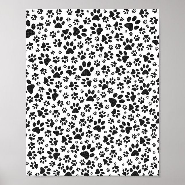 Dog Paws Black and White Polka Dot Poster (Vorne)