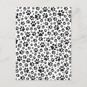Dog Paws Black and White Polka Dot Postkarte