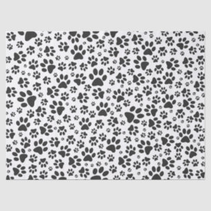 Dog Paws Black and White Polka Dot Seidenpapier