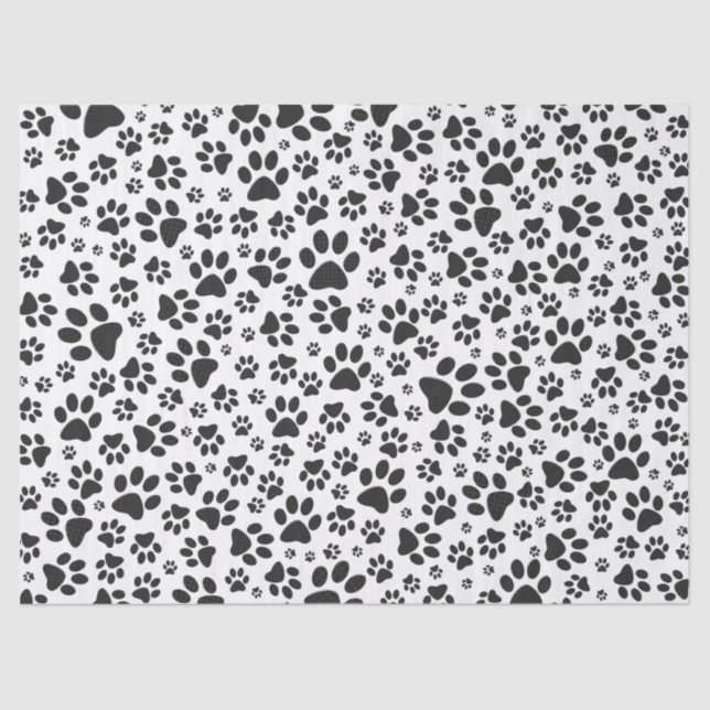 Dog Paws Black and White Polka Dot Seidenpapier (Vorderseite)