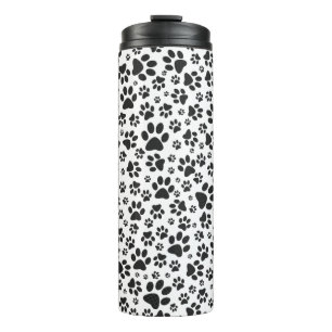Dog Paws Black and White Polka Dot Thermosbecher
