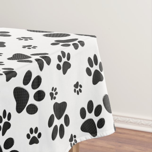Dog Paws Black and White Polka Dot Tischdecke (Beispiel)