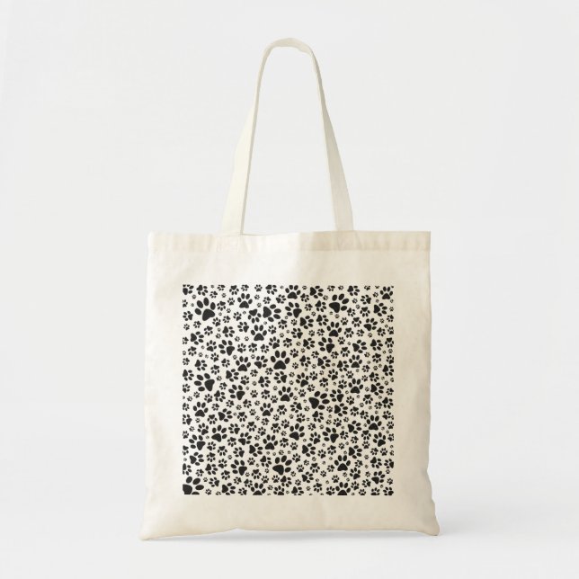 Dog Paws Black and White Polka Dot Tragetasche (Vorne)