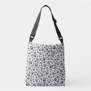 Dog Paws Black and White Polka Dot Tragetaschen Mit Langen Trägern