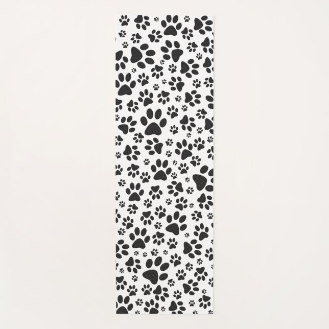 Dog Paws Black and White Polka Dot Yogamatte (Vorderseite)