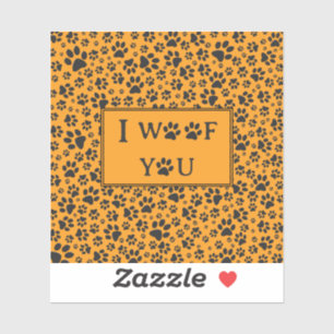 Dog Paws Black & White Polka Dot auf Dahlia Orange Aufkleber