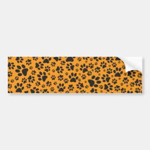 Dog Paws Black & White Polka Dot auf Dahlia Orange Autoaufkleber