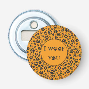 Dog Paws Black & White Polka Dot auf Dahlia Orange Flaschenöffner