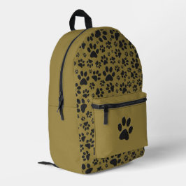 Dog Paws Black & White Polka Dot auf militärischem Bedruckter Rucksack