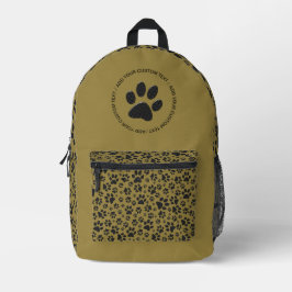 Dog Paws Black & White Polka Dot auf militärischem Bedruckter Rucksack