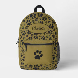 Dog Paws Black & White Polka Dot auf militärischem Bedruckter Rucksack