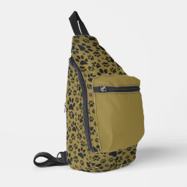 Dog Paws Black & White Polka Dot auf militärischem Crossbody Bag