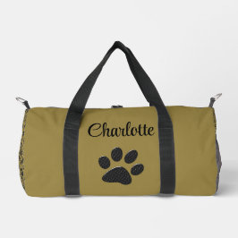 Dog Paws Black & White Polka Dot auf militärischem Duffle Bag