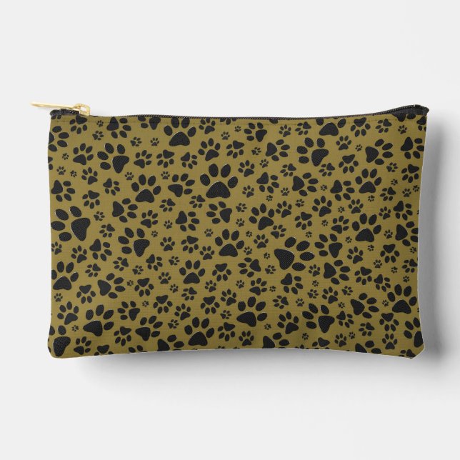 Dog Paws Black & White Polka Dot auf militärischem Zubehörtasche (Vorderseite)