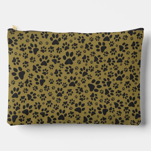 Dog Paws Black & White Polka Dot auf militärischem Zubehörtasche (Vorderseite)