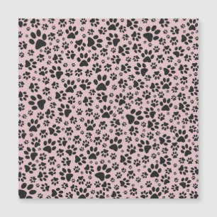 Dog Paws Black & White Polka Dot auf rosa Charlott Magnetkarte