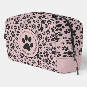 Dog Paws Black & White Polka Dot auf rosa Charlott Waschbeutel