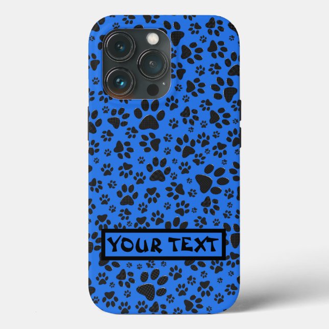 Dog Paws Black & White Polka Dot auf Tech Blue Case-Mate iPhone Hülle (Rückseite)