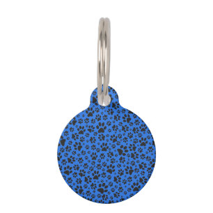 Dog Paws Black & White Polka Dot auf Tech Blue Haustiermarke