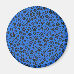 Dog Paws Black & White Polka Dot auf Tech Blue Magnet