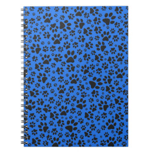 Dog Paws Black & White Polka Dot auf Tech Blue Notizblock