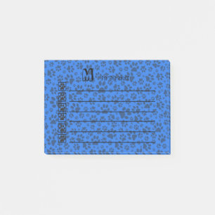 Dog Paws Black & White Polka Dot auf Tech Blue Post-it Klebezettel
