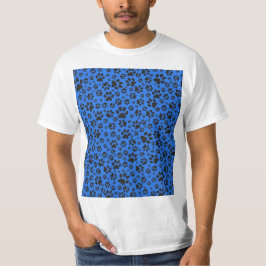 Dog Paws Black & White Polka Dot auf Tech Blue T-Shirt
