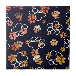 Dog Paws Eggshell Brown Black Fliese