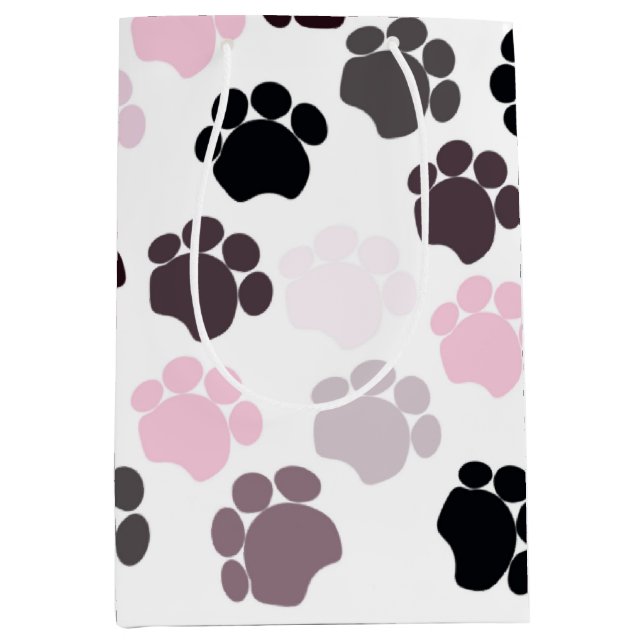Dog Paws Medium Geschenkbeutel Mittlere Geschenktüte (Vorderseite)
