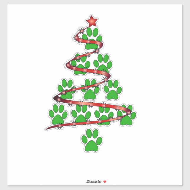 Dog Paws Print Christmas Tree für Hunde Liebhaber Aufkleber (Blatt)