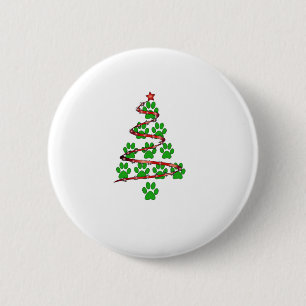 Dog Paws Print Christmas Tree für Hunde Liebhaber Button