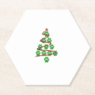 Dog Paws Print Christmas Tree für Hunde Liebhaber Untersetzer
