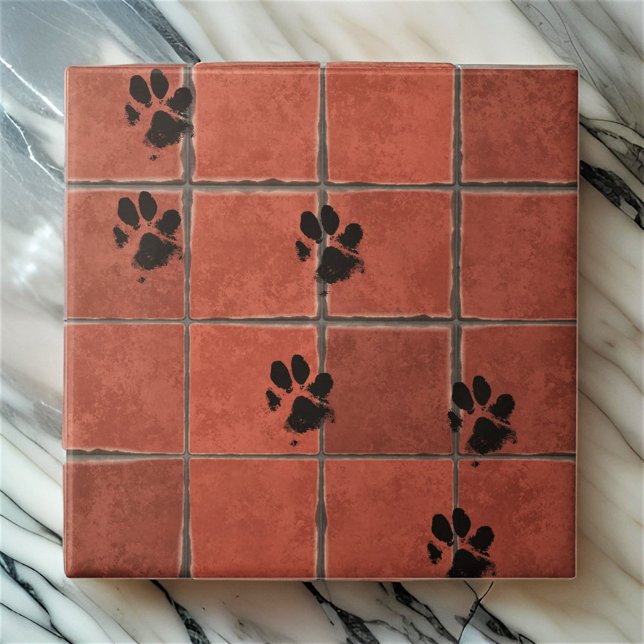 Dog Paws Terracotta Paw Tracks | Fliese (Von Creator hochgeladen)