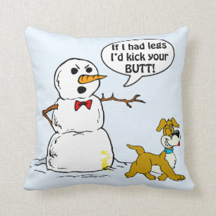 Dog Pees auf Snowman Cartoon Kissen