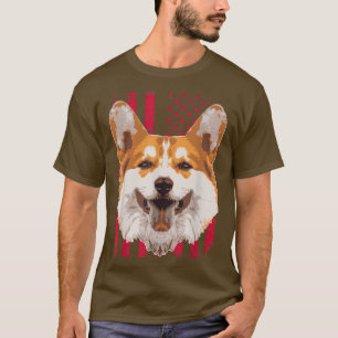 Dog Pembroke Welsh Corgi mit US-amerikanischer Fla T-Shirt