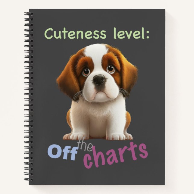 Dog Pet Cuteness Level Niedlich Adortable Funny Zi Notizbuch (Vorderseite)
