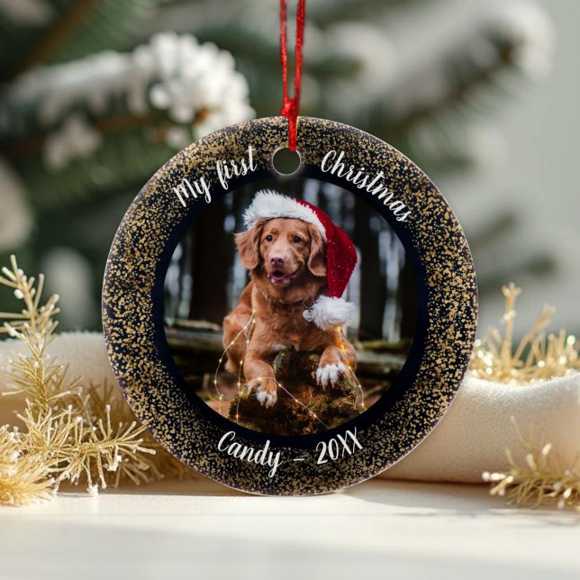 Dog Pet Erste Weihnachtszeit Foto Rahmen Keramik Ornament (Von Creator hochgeladen)